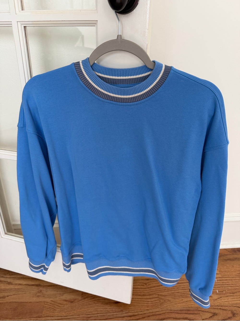 lululemon athletica Blue Crewneck Sweatshirt with Contrast Ribbing